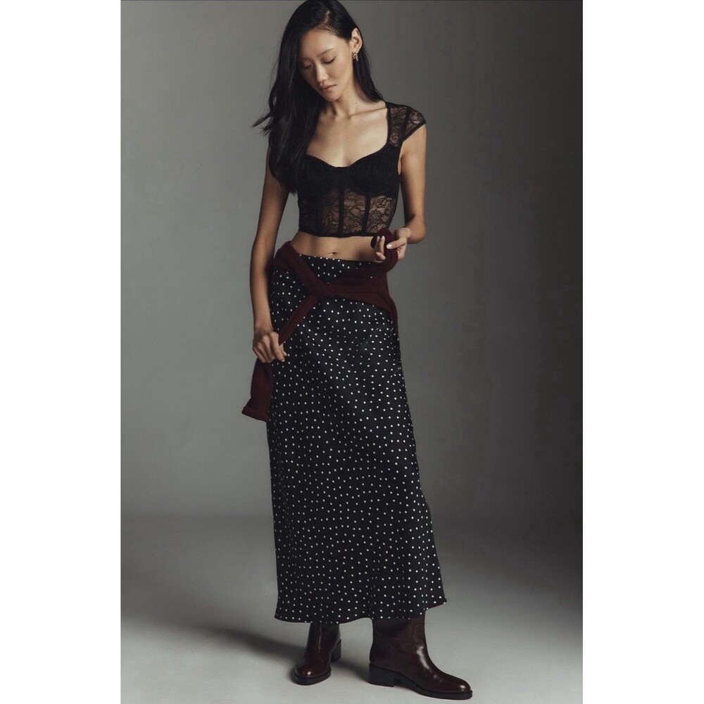 ANTHROPOLOGIE LYREBIRD New Lace Corset SMALL Pullover Crop Top Underwire Black